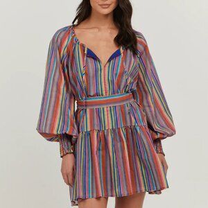 Charlie Holiday Mariana Rainbow Colorful Stripe Boho Mini Dress Size 4